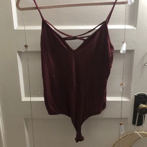 Criss cross front red thong bodysuit- super soft